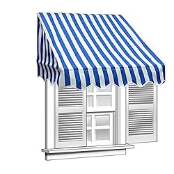 ALEKO 6x2 Feet Blue/White Stripe Window Awning Door