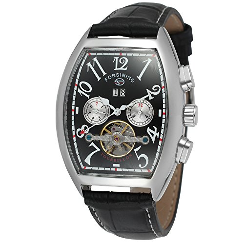 Forsining Men's Automatic Self-wind Tourbillon Calendar Brand Learher Strap Collectiton Watch FSG9409M3S3