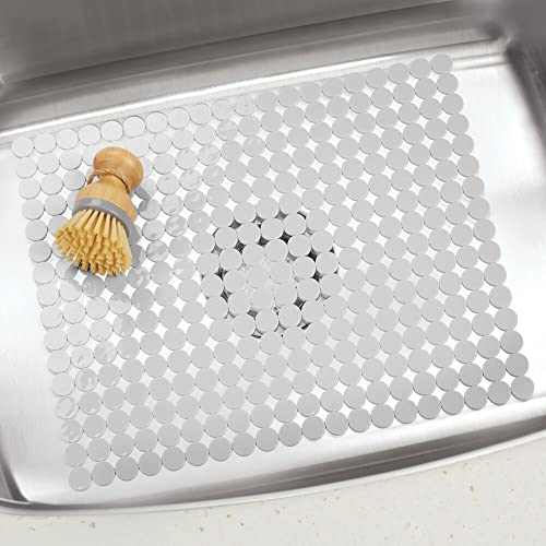 mDesign Adjustable Kitchen Sink Dish Drying Mat/Grid Soft Plastic