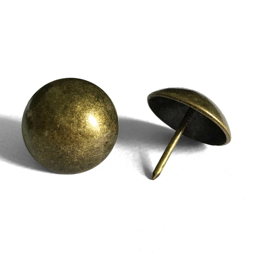 Photo 1 of 30PCS Big Size 1-Inch Upholstery Tacks Vintage Design,Decorative Nails,Barn Door,Farmhouse Shutters Pins D25mmxL25mm (Brass 30pcs)