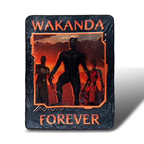 Marvel Black Panther Wakanda Forever Fleece Blanket Merchandise | 45x60 inches