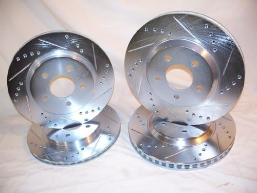 2011 thru 2016 Ford Mustang V6 3.7L Front &amp; Rear Brake Disc Rotors +Ceramic Pads