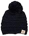 Funky Junque Soft and Warm Cable Knit Girls Winter Hat Beanie with Pom Pom, 100% Acrylic Toddler Snow Hat Ages 1-4 - Navy Blue