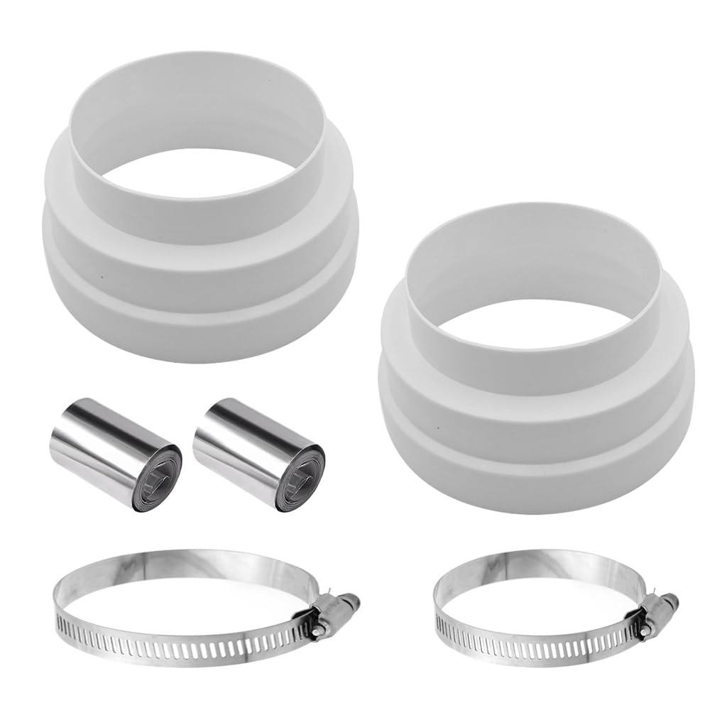 Sarini Ducting Reducer 160mm to 150mm 120mm Reducer Connector with 2 Hose Clamps 2 Rolls Foil Tape for Ventilation System Ventilation -Pack of 2