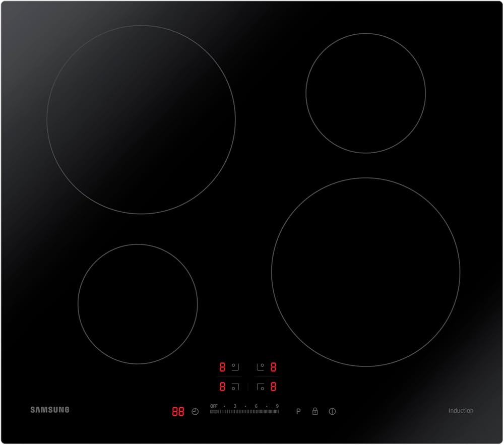 Samsung Induction Hob with 4 Cooking Zones Touch Control Ceramic Glass Black