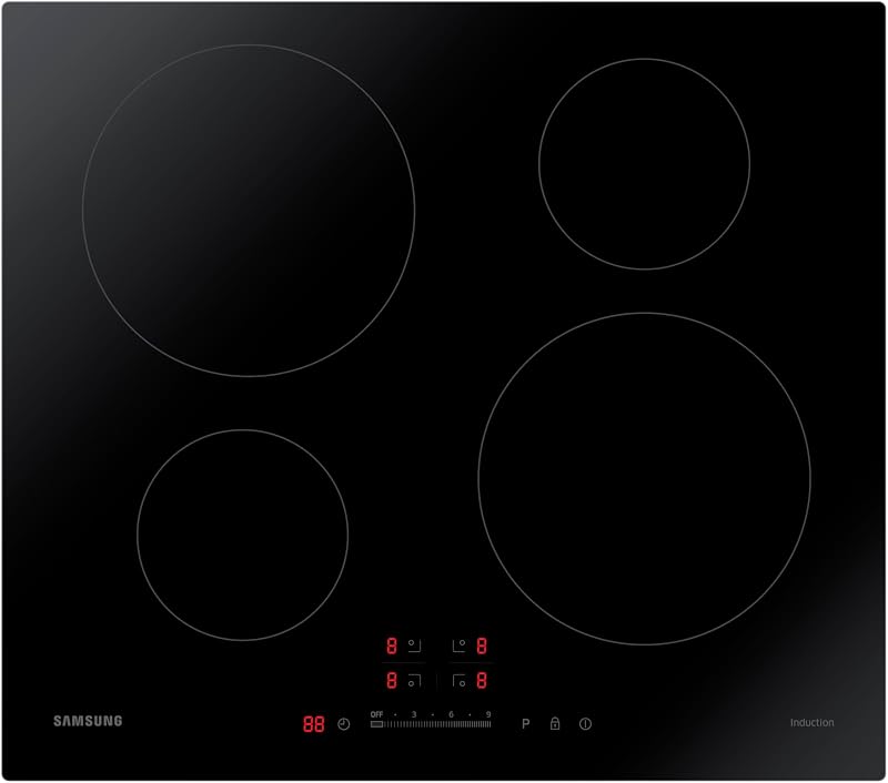 Samsung Induction Hob with 4 Cooking Zones Touch Control Ceramic Glass Black