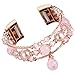 fastgo Compatible with Fitbit Charge 2 Band for Women, Elastic Stretchy Bling Beaded Replacement Bracelet Watch Band Compatible with Fit Bit Charge 2 HR Wrist Band(Pink)