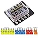 VETOMILE 10-way Fuse Box Blade Fuse Block Holder Screw Nut Terminal 5A 10A 15A 20A Free Fuses LED Indicator Waterpoof Cover for Automotive Car Marine Boat primary