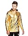 Coofandy Men's Nightclub Style Metallic Shiny Casual Long Sleeve Pullover Hoodie,XX-Large,Golden