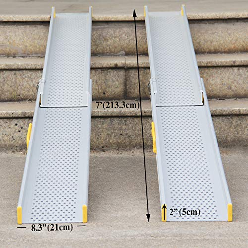 Aluminium Premium Teleskoprampe Teleskopschiene Rollstuhlrampe Auffahrschiene Schwellenrampe - bis 213,3 cm (MR10719-7) – Bild 7