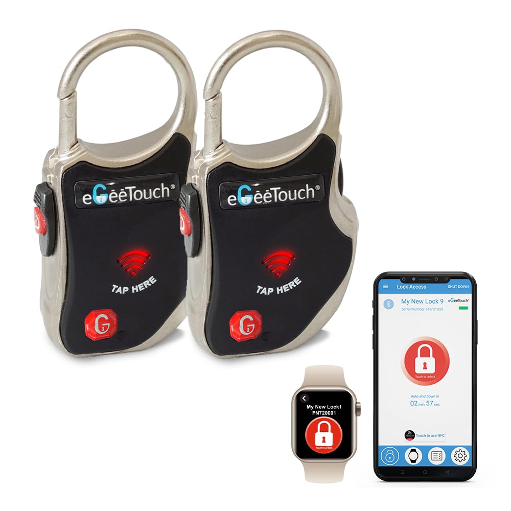 eGeeTouch Smart TSA Travel Lock - Secure & Track Your Luggage, Backpack, Cabinet Anywhere You go. (2-Pack, Black)