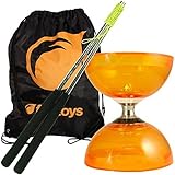 Cyclone Quartz Diabolo (Orange) - Triple Bearing Clutch Diablo - Juggle Dream Metal Hand Sticks & Firetoys Bag