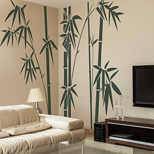 Vinyl Bamboo Wall Sticker bamboo Wall Decal Tree Wall Decor Wall Grpahic Home Art Decoration Dark Green