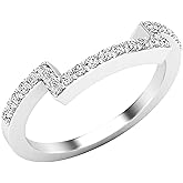 Dazzlingrock Collection 0.25 Ctw Round White Natural Diamond Women Contour Wedding Band 10K Real Solid Gold