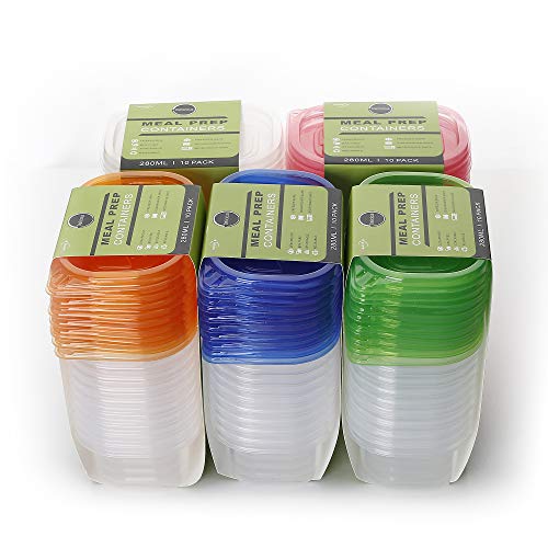 [50 Pack] Small Food Storage Containers with Lids, NewShip BPA Free Plastic Leftover Containers, Reusable Food Prep Containers, Dinner Freezer Saver Containers, Bento Box for Kids Lunch (9.5 oz)