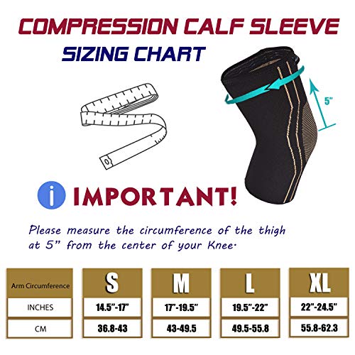 Thx4COPPER Sports Compression Knee Brace for Joint Pain and Arthritis Relief, Improved Circulation Support for Running, Jogging, Workout, Gym-Best Knee Sleeve-Single-Large