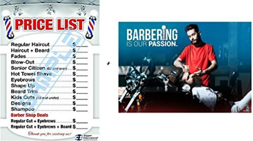 Barber Posters Combo By Clipper Int'l Posters - Barber Shop Price List - Dimension 36"H x 24"W LAMINATED