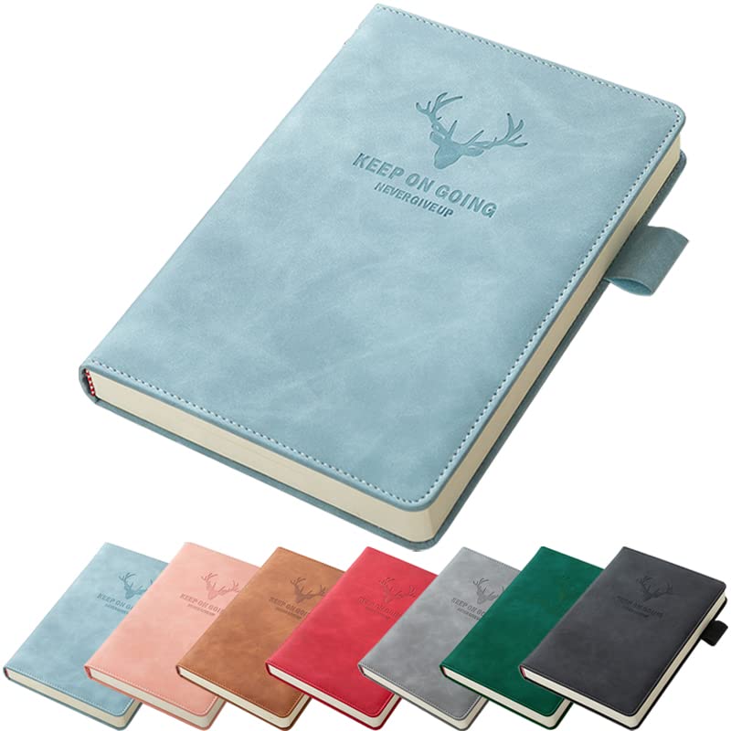 A5 Leather Ruled Notebook Elegant Business Notebook/Notepad, Journal with Pen Loop,180 Sheets of Paper Perfect for Office School Home (Light Blue)