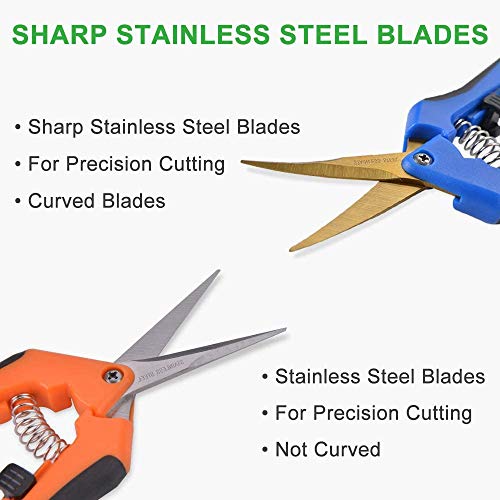 GROWNEER 3 Packs Straight Pruning Shears, 3 Packs Curved