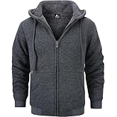 V VALANCH Men Hoodies Zip Up Sherpa Lined Sweatshirts Heavyweight Thick Warm Fleece Winter Jacket