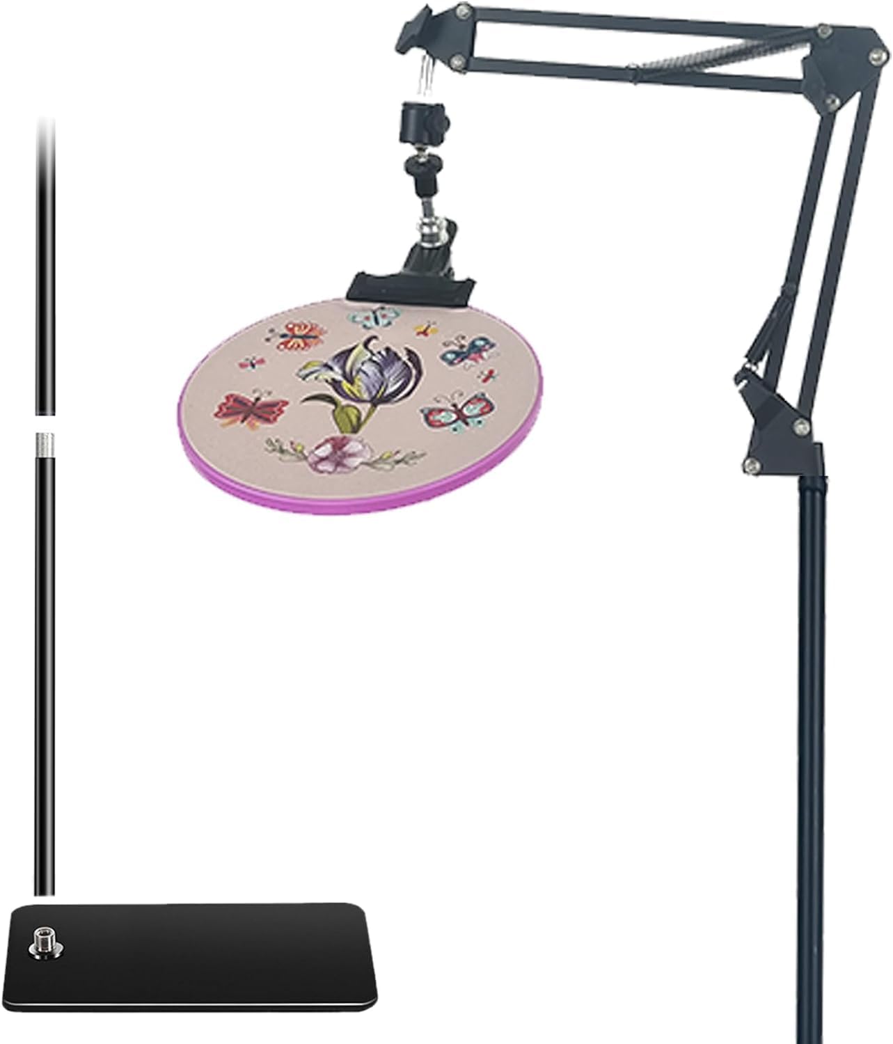 Photo 1 of Needlework Floor Stand,Rotate Hand Embroidery Floor Stand Needlework Floor Frame Can Move Freely Needlework Holder Floor Suitable for Embroidery Hoop
