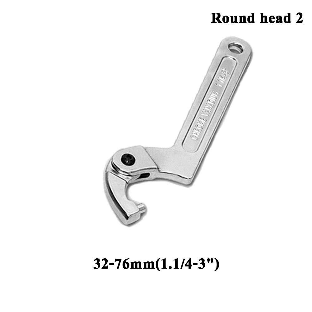 GOZAR Chrome Vanadium Adjustable Hook Wrench C Spanner Tool 19-51mm 32-76mm 51-120mm - Round head 2, Tête Ronde 2 - Image 3