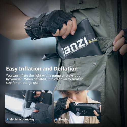 Ulanzi UA12 Bi-Color Inflatable Tube Light, Foldable LED Video Light for Photography, 2700K-6500K, 12W 2500mAh Rechargeable Photography Light Bar 1/4" Mount LED Lighting Wand Stick for Video Shooting