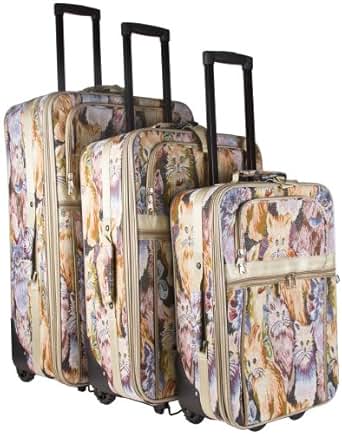 Amazon.com | Cat Print 3 Piece Expandable Luggage Set | Luggage Sets