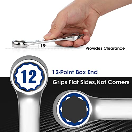 WORKPRO 12-piece Stubby Combination Wrench Set, Metric 8-19mm, CR-V Steel Wrenches, Combination Ended Spanner Kit with Storage Case