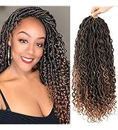 Goddess Locs Crochet Hair, Curly Faux Locs Hair Crochet Braids, Pre Looped Goddess Faux Locs Croc...