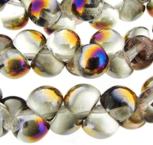 Czech Glass Mushroom Beads Button/drop-shaped 9x8mm Crystal Sliperit 30bds/st
