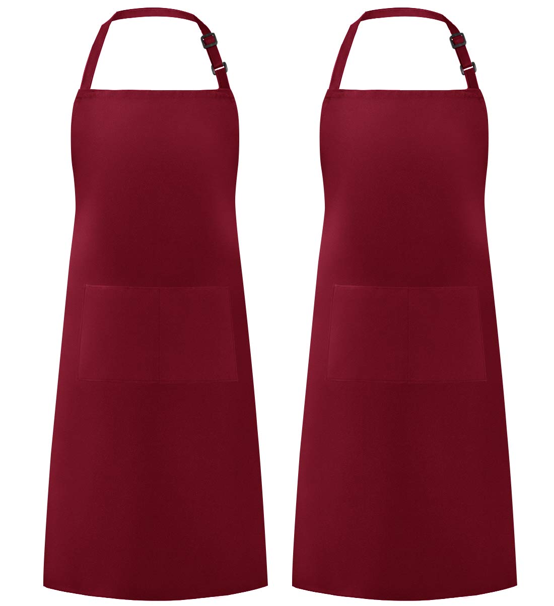 Syntus Adjustable Bib Apron with 2 Pockets Cooking Kitchen Aprons for Women Men Chef, Basic Red Dark, 26.8 × 33.1 inch