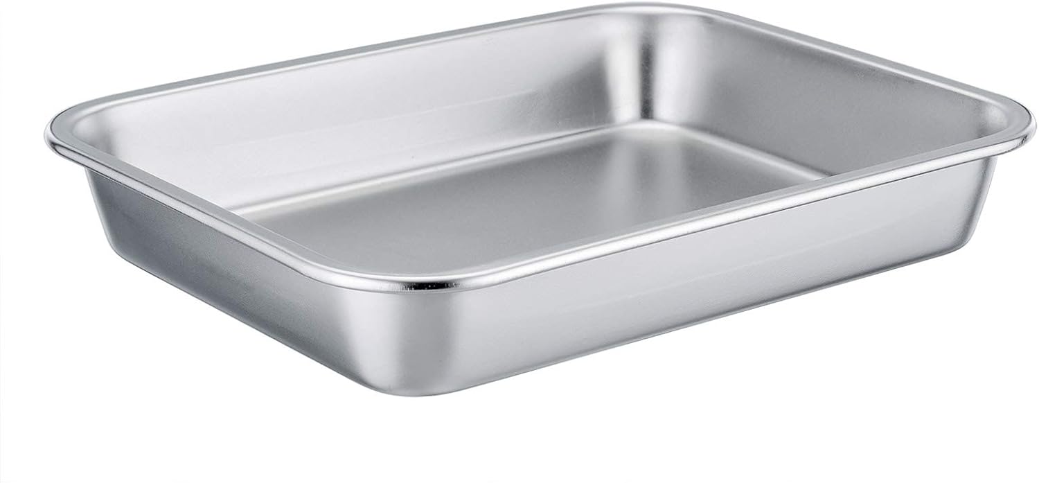 TeamFar Stainless Steel Square Rectangular Pan HiSide Pan, Compact