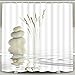 BLEUM CADE Shower Curtain Zen Stone Wild Grass Reflection in Water Shower Curtains 12 Hooks, Meditation Design Waterproof Fabric Bathroom Shower Curtain