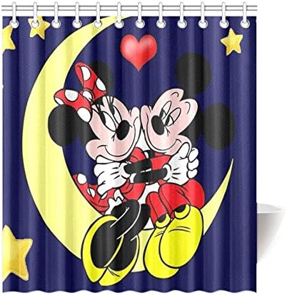 Disney Mickey Mouse Minnie Mouse Shower Curtain 66"72"(with 12 holes and fitted by C-shaped hooks)