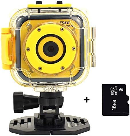 Children Sports Action Camera HD Waterproof Children Action Cam for Kids 1.77" LCD Digital Video Camcorder Screen Boy Girl Christmas Birthday Christmas Holiday Gift Toy (Yellow 16GB TF Card Inlcuded)