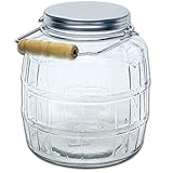 1 Gallon - Glass Barrel Jar with Lid and Handle