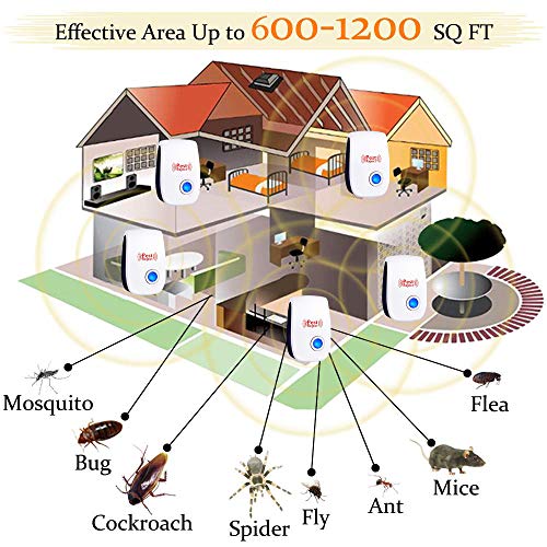 Ultrasonic Pest Repeller,2019 Newest Pest Control Ultrasonic Repellent- 5 Packs Electronic Pest Control Plug in Indoor Repellent - Best Pest Reject Controller for Mice, Mosquito, Insects,Spider