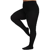 Pularlegs Women's Plus Size Fleece Lined Opaque Tights - 100D Soft Microfiber Warm Pantyhose, Ladies Thick Tights for Winter
