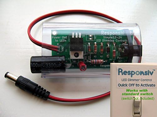 Responsiv Power Switch Remote LED Dimming Controller 12V-24V 8A DC 96W/192W Single Color LED Dimmer for LED Strip Lights, Tape Lights or Ribbon Lights. Switch Activated - No batteries or wireless.