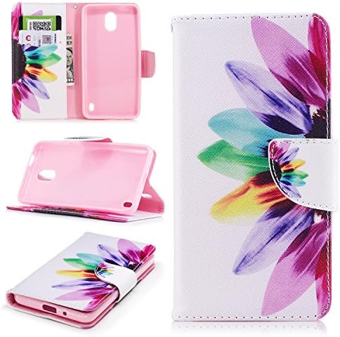 Nokia 2 Case, Art Color Painting Design PU Leather Magnetic Closure Flip Folio Wallet Cover Case for Nokia 2 with Card Slot Kickstand ( Color : Rainbow flower )