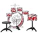 Best Choice Products 11-Piece Kids Beginner Drum Kit, Musical Instrument Toy Drum Set for Music Practice w/Bass, Toms, Snare, Cymbal, Stool, Stand Drumsticks - Red