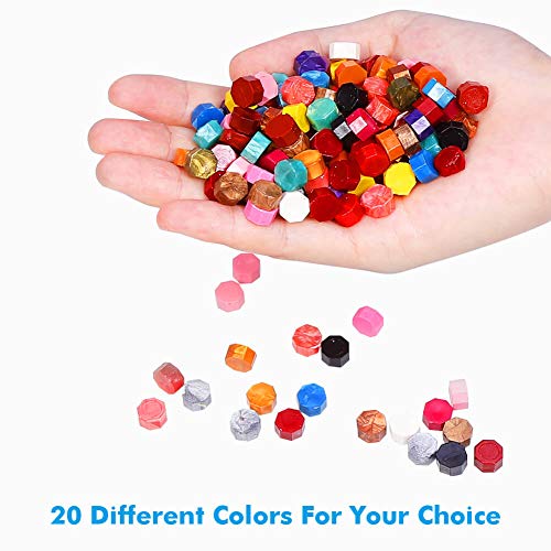 image for Anezus 500Pcs Sealing Wax Beads with 4 Pcs Tea Candles and 1 Pcs Wax M
