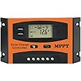 30A Solar Charge Controller,MPPT Solar Charger Controller, 12V/24V Solar Panel Intelligent Regulator with Dual USB Port and PWM LCD Display