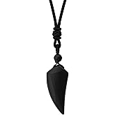MINACHI Black Obsidian Arrowhead Pendant Necklace with Braided Cord, Tribal Jewelry Gift for Men and Women