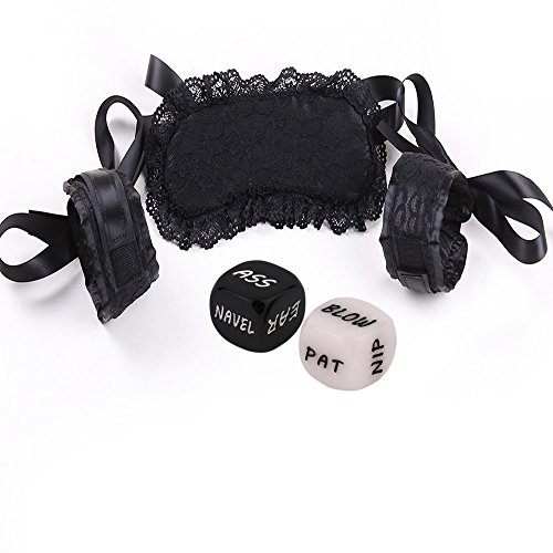 Yeoubi Lace Blindfold and Handcuffs Set Fancy Costume Party Role Play (Black)