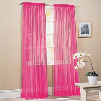 Amazon Com Awad Home Fashion 2 Panels Solid Fuschia Pink Sheer