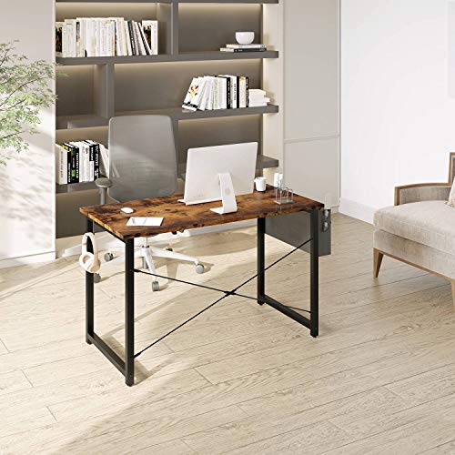 ODK Computer Writing Desk 47 inch, Sturdy Home Office Table, Work Desk with A Storage Bag and Headphone Hook, Vintage - Image 3