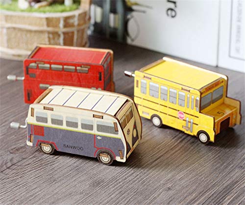 SHANYYH Music Box Wooden Vehicle Wooden Music Box Car Model Manual Music Bell Toy Children's Gift Table Decoration Music