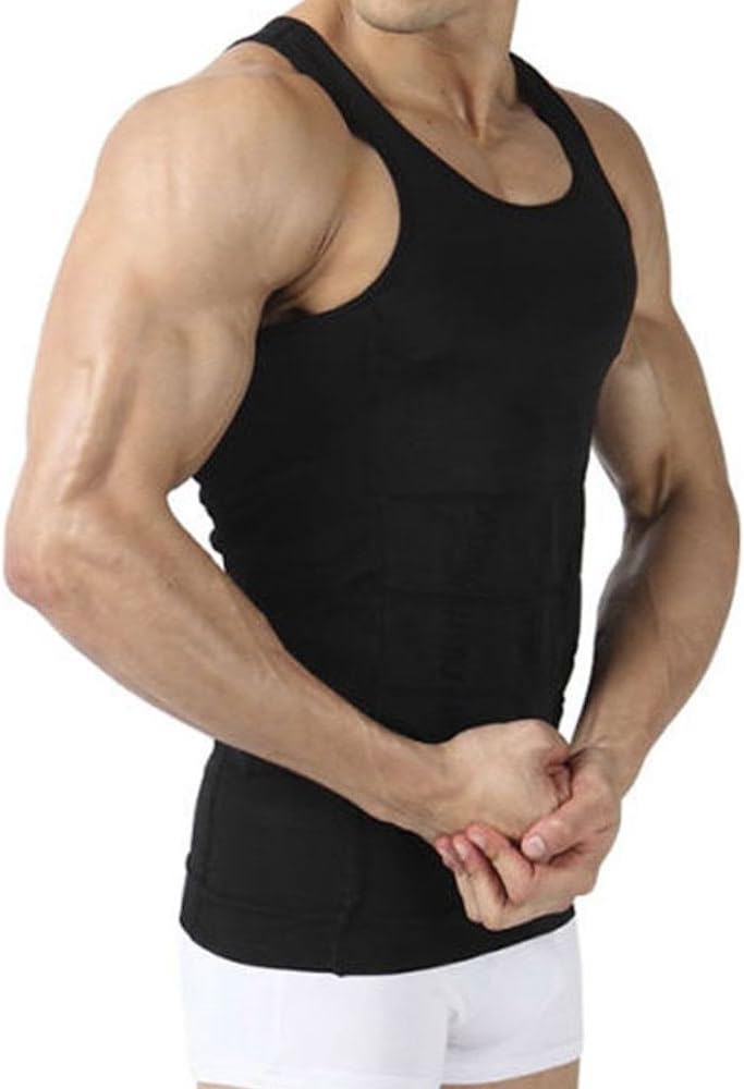 Men Body Slimming Tummy Shaper Belly Underwear shapewear Waist Girdle Shirt Vest/ Black /Size L (Shipping within 8 days)
